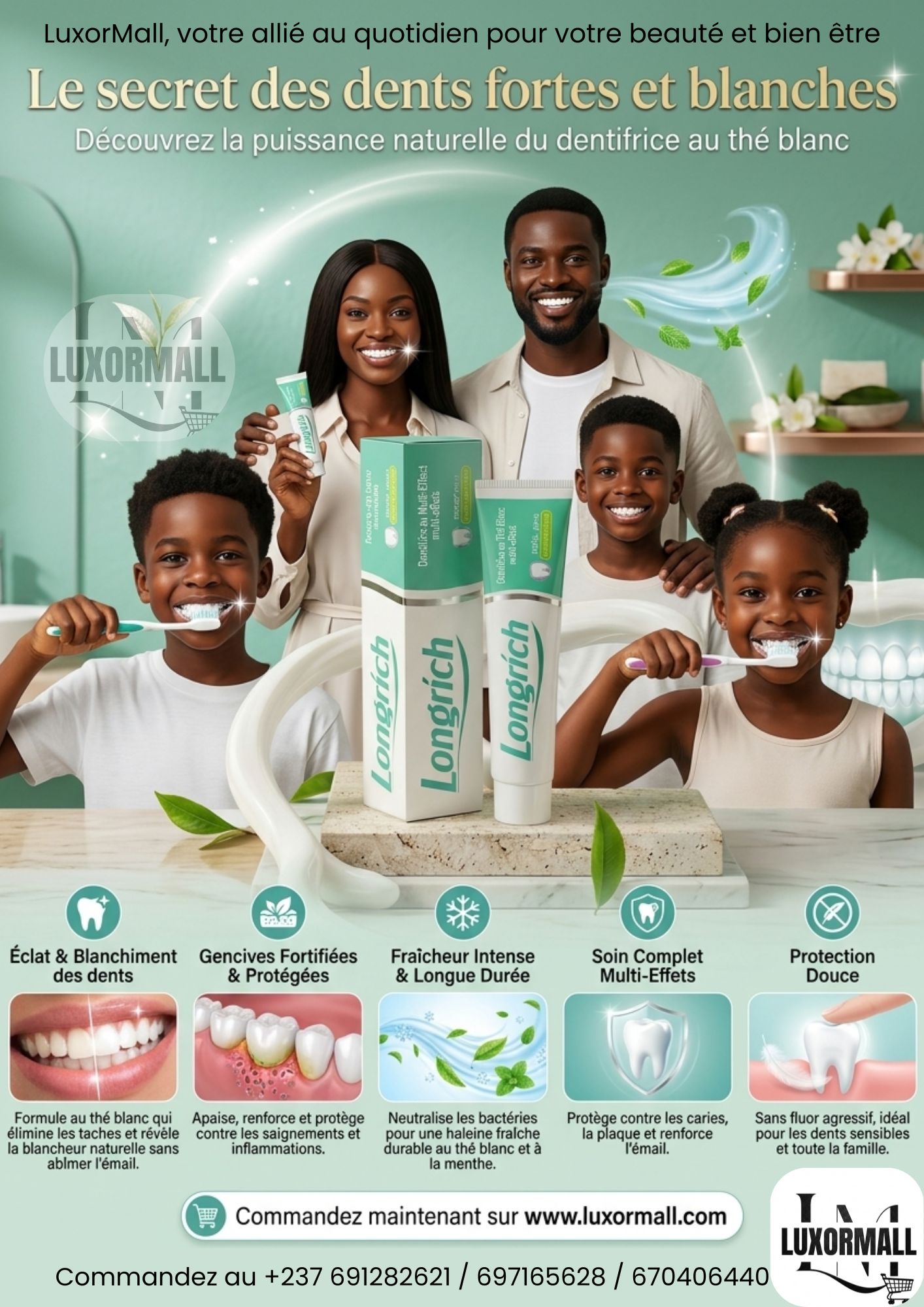 pâte dentifrice au thé blanc 200g longrich