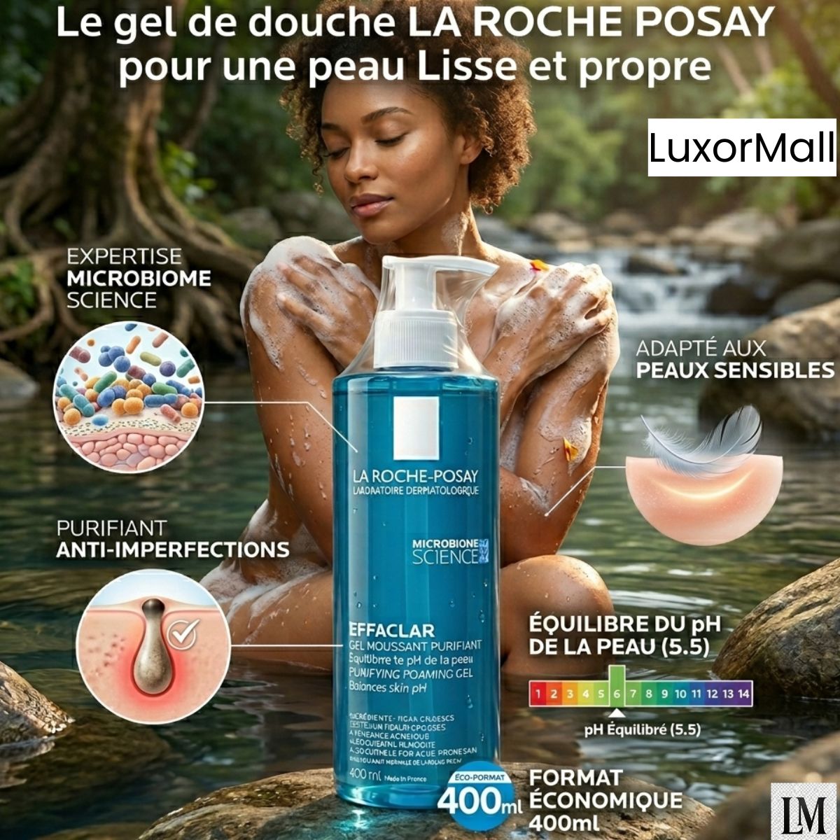 Accueil gel moussant contre acné pour peaux grasses et sensibles la roche posay