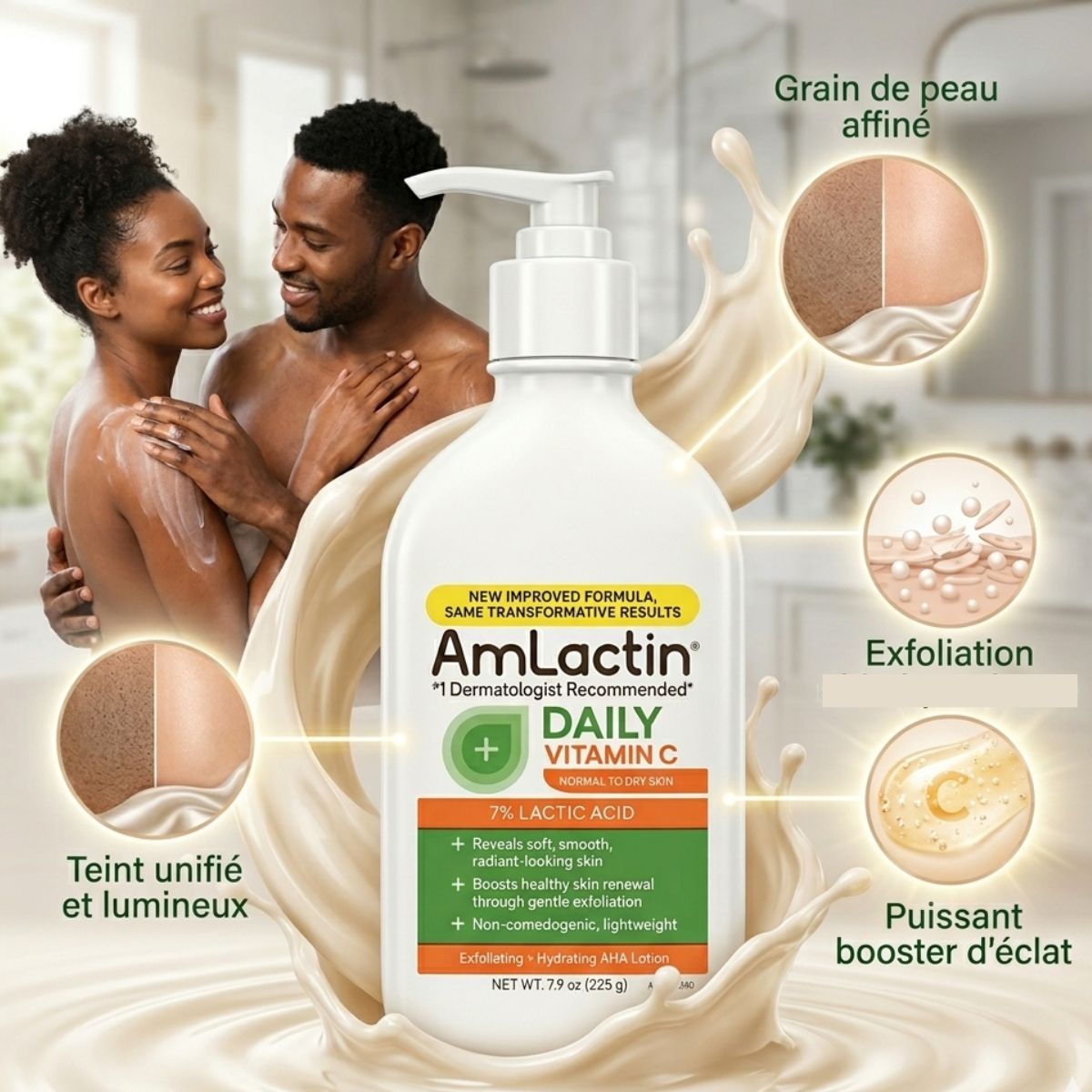 lotion amlactin pour peau hydratée et éclatante