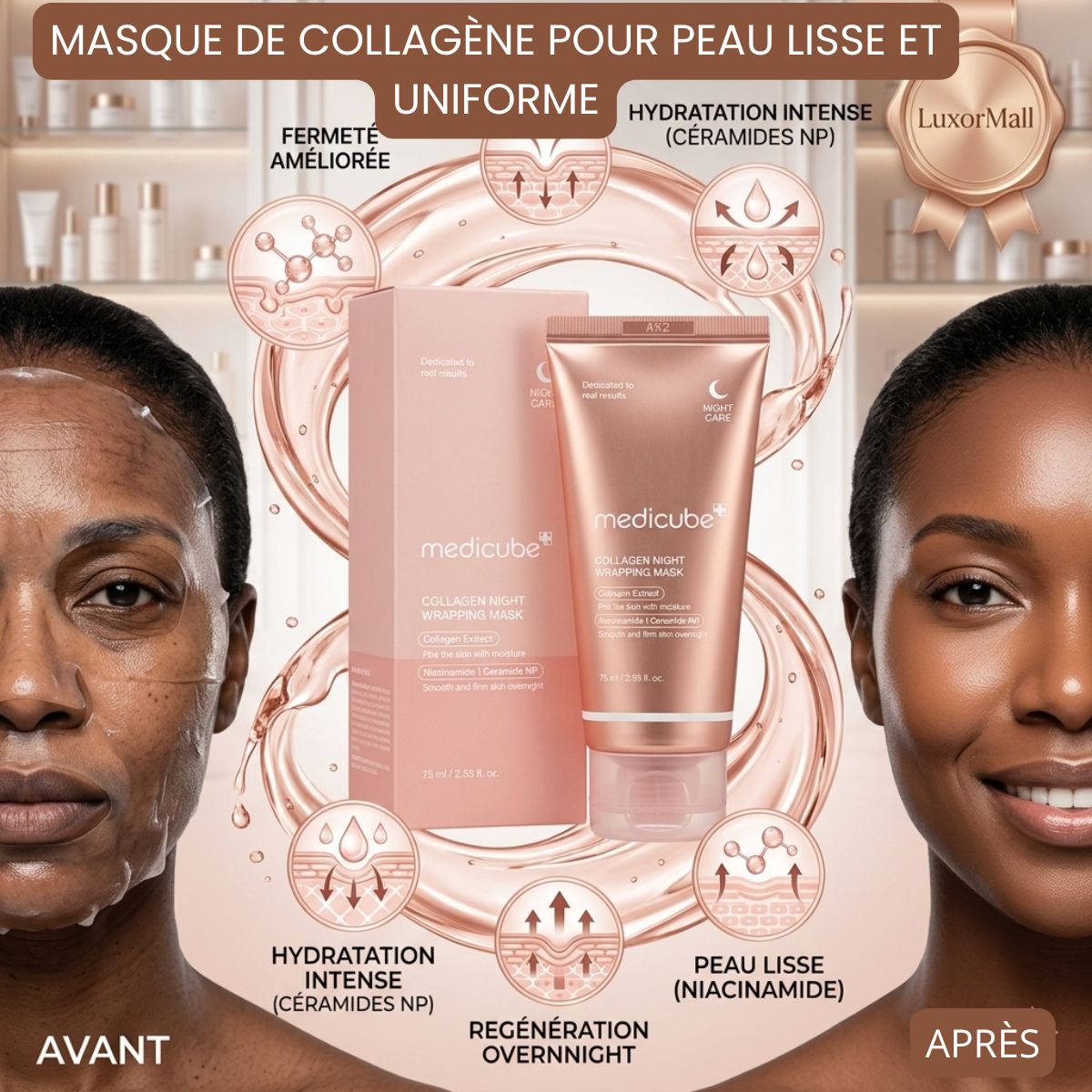 Accueil masque de nuit au collagène pour un visage lisse et éclatant medicube