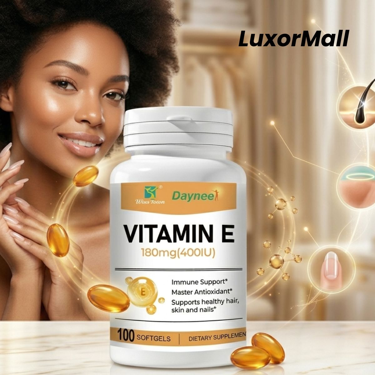 vitamine e pour éclat du teint cheveux et ongles
